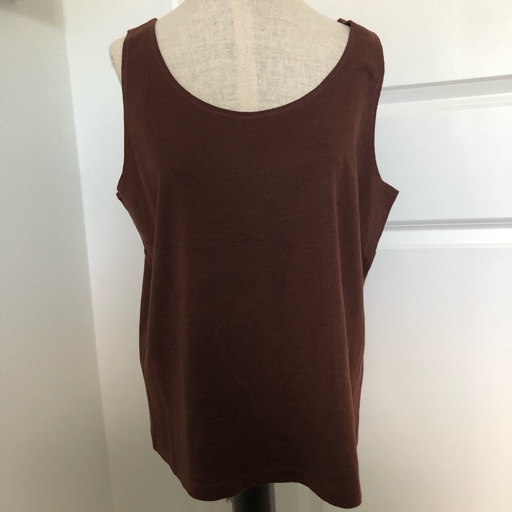 Marsh Landing Classic Linen Blend Brown Sleeveless Tank Top